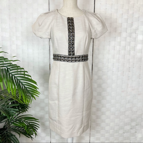 Tibi Puff Sleeve Cream Dress - Picture 1 of 8